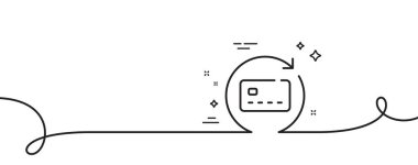 Kart satırı simgesini yenile. Kıvrımlı tek bir çizgi. Nakitsiz para işareti. Banka kredi kartı sembolü. Tek ana hatlı şeridi yenile. Döngü eğrisi modeli. Vektör