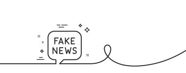 Sahte haber ikonu. Kıvrımlı tek bir çizgi. Propaganda komplo sohbet işareti. Yanlış doğruluk sembolü. Sahte haber tek ana hatlı kurdele. Döngü eğrisi modeli. Vektör