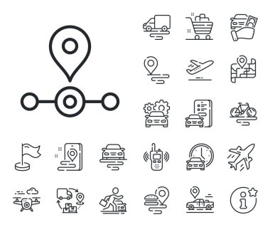 Metro yolculuğu işareti. Uçak, tedarik zinciri ve konum belirleme simgeleri. İstasyon hattı simgesi. Metro treni konum sembolü. İstasyon işareti. Taksi nakliyesi, bisiklet ikonu kiralama. Seyahat haritası. Vektör