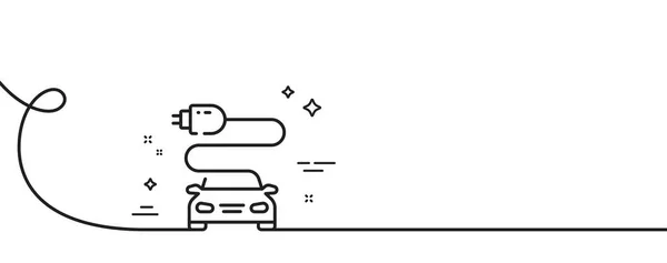 Billaddningslinjens Ikon Kontinuerlig Linje Med Curl Fordonets Laddningsplugg Elektrisk Kraftsymbol — Stock vektor