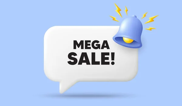 Mega Sale Tag Bublinkový Prapor Zvonkem Speciální Nabídková Cena Symbol — Stockový vektor