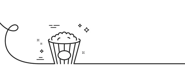 爆米花线图标 连续一行与卷曲 爆米花标志 电影小吃的象征 爆米花单轮廓带 循环曲线模式 — 图库矢量图片