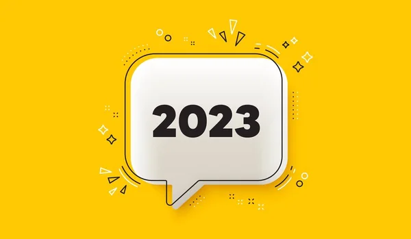 2023 Yılı Ikonu Boyutlu Konuşma Balonu Sarı Pankart Yıllık Etkinlik — Stok Vektör