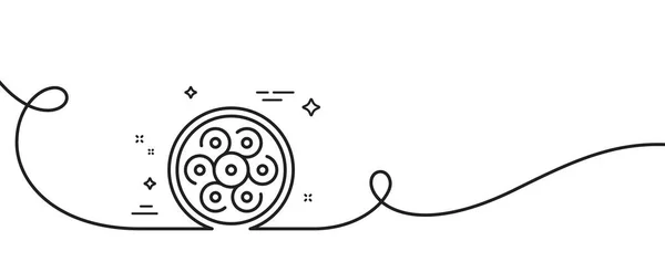 Значок Линии Сечения Кабеля Непрерывная Одна Линия Кудряшками Оптический Волоконный — стоковый вектор