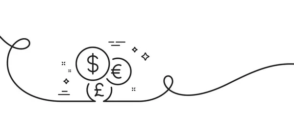 Ícone Linha Moeda Dinheiro Contínua Uma Linha Com Ondulação Sinal — Vetor de Stock