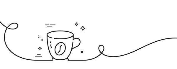 咖啡线图标 连续一行与卷曲 热早餐茶杯标志 拿铁咖啡的符号咖啡单轮廓带 循环曲线模式 — 图库矢量图片