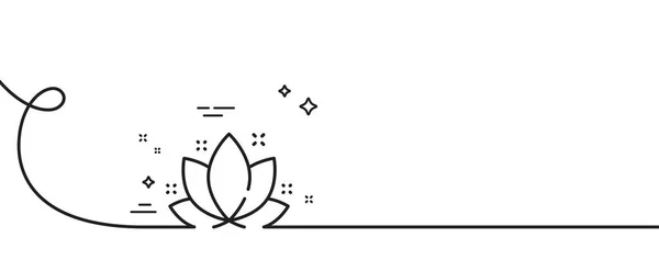 ロータスラインのアイコン カール付きの連続1行 ヨガ瞑想の花のサイン 心リラックスと平和のシンボル ロータスシングルアウトラインリボン ループカーブパターン ベクトル — ストックベクタ