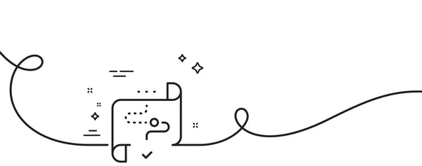 Піктограма Лінії Шляху Призначення Безперервна Одна Лінія Завитком Сильний Знак — стоковий вектор