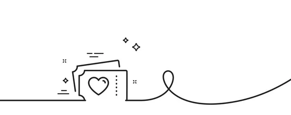 Ikona Biletów Miłosnych Ciągła Linia Lokami Walentynki Symbol Kilku Związków — Wektor stockowy