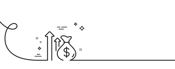 予算利益線のアイコン カール付きの連続1行 マネーローンのサイン 現金利益記号 予算シングルアウトラインリボン ループカーブパターン ベクトル — ストックベクタ