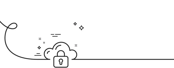 Schutzzeilen Symbol Für Cloud Computing Kontinuierlich Eine Linie Mit Locke — Stockvektor