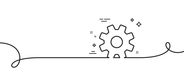 Cogwheel线图标 连续一行与卷曲 服务标志 传动轮转机构符号 服务单一轮廓丝带 循环曲线模式 — 图库矢量图片