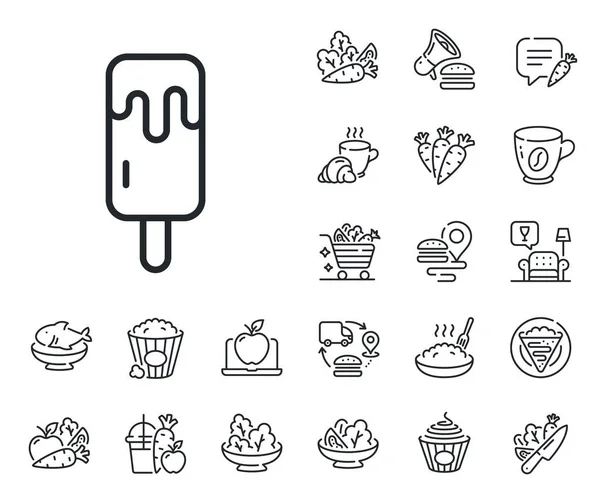 Vanilla Sundae Sign Crepe Sweet Popcorn Salad Outline Icons Ice — Stock Vector