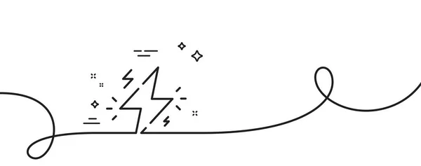 Піктограма Лінії Електропередач Безперервна Одна Лінія Завитком Спалах Електричної Енергії — стоковий вектор