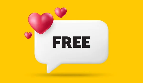 Free Tag Speech Bubble Banner Hearts Special Offer Sign Sale — Stock Vector