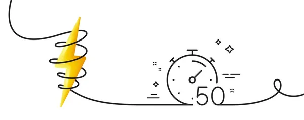 定时器50分钟线图标 连续一行与卷曲 停止观看时间标志 倒计时的标志 较短的单一轮廓带 带能量的回圈曲线 — 图库矢量图片