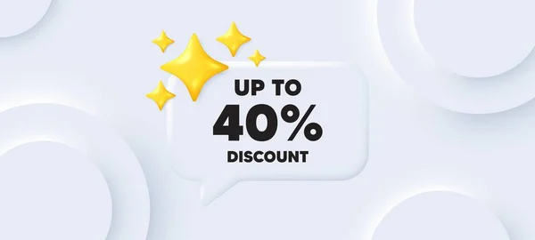 Percent Discount Neumorphic Background Chat Speech Bubble Sale Offer Price — Stock Vector