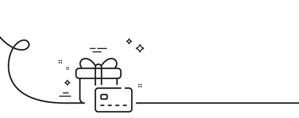 礼品卡线图标 连续一行与卷曲 银行卡的签名现在的盒子符号 礼品卡单一的轮廓带 循环曲线模式 — 图库矢量图片
