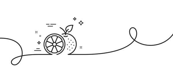 Turuncu Çizgi Ikonu Kıvrımlı Tek Bir Çizgi Meyve Tabelaları Diyet — Stok Vektör