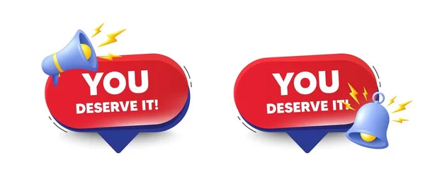 You Deserve Tag Speech Bubbles Bell Megaphone Special Offer Sign — Stock Vector