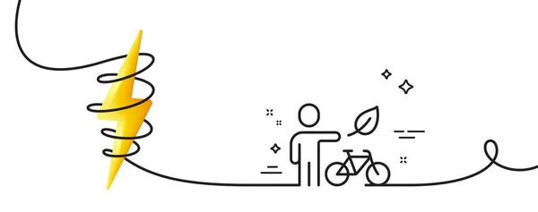 Ícone Linha Bicicleta Eco Contínua Uma Linha Com Ondulação Sinal — Vetor de Stock