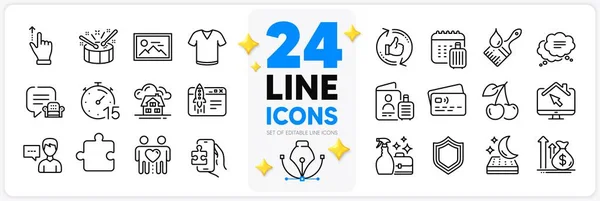 Icons Set Brush Card Refresh Line Icons Pack App Security — Stock Vector
