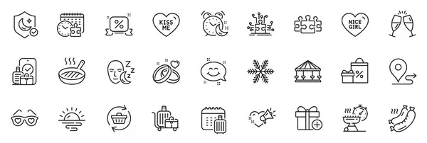 Icons Pack Puzzle Journey Add Gift Line Icons App Include — Stockvektor