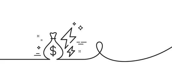 電気料金ラインのアイコン カール付きの連続1行 電力インフレの兆候 エネルギー危機のシンボル 電気価格シングルアウトラインリボン ループカーブパターン ベクトル — ストックベクタ