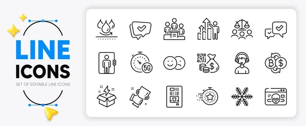 Approved Business Podium Internet Line Icons Set App Include Approve — Stock Vector