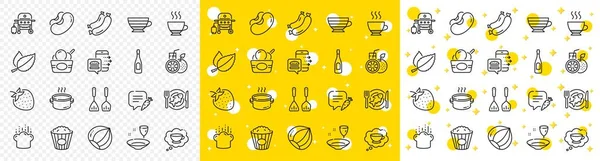 Outline Food Order Champagne Popcorn Line Icons Pack Web Ice — Stock Vector