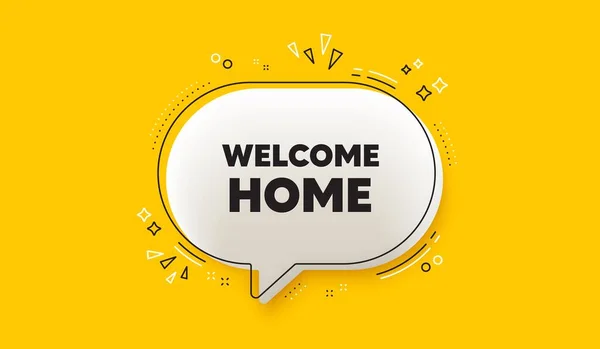 おかえりなさい 3D音声バブル黄色のバナー ホーム招待状 お客様からのメッセージ ようこそホームチャットスピーチバブルメッセージ トークボックスのインフォグラフィック ベクトル — ストックベクタ