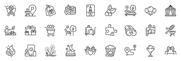 Icons Pack Als Eis Gps Und Krankralle Maschine Linie Symbole — Stockvektor