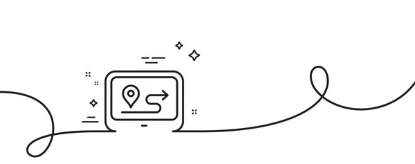 Gpsルートラインアイコン カール付きの連続1行 道路標識 旅マップデバイスのシンボル Gpsシングルアウトラインリボン ループカーブパターン ベクトル — ストックベクタ