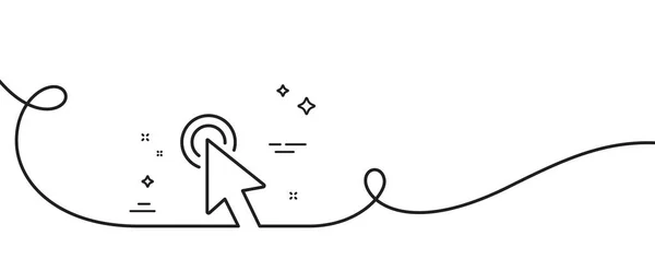 鼠标光标线图标 连续一行与卷曲 点击行动标志 箭头指针符号 光标单一轮廓带 循环曲线模式 — 图库矢量图片