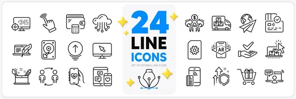 Icons Set Internet Contactless Payment Cursor Line Icons Pack App — Stock Vector