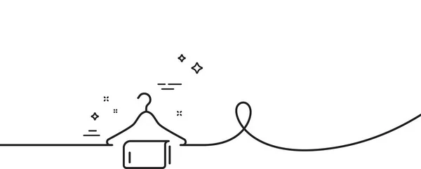 Значок Линии Чистых Полотенец Непрерывная Одна Линия Кудряшками Знак Вешалки — стоковый вектор