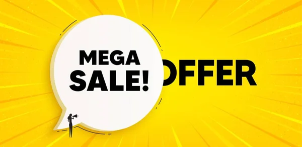 Mega Sale Tag Nápis Bubliny Řeči Rozhovoru Speciální Nabídková Cena — Stockový vektor