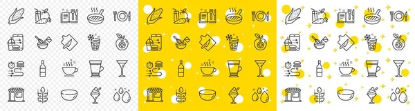 Outline Corn Martini Glass Food Delivery Line Icons Pack Web — Stock Vector