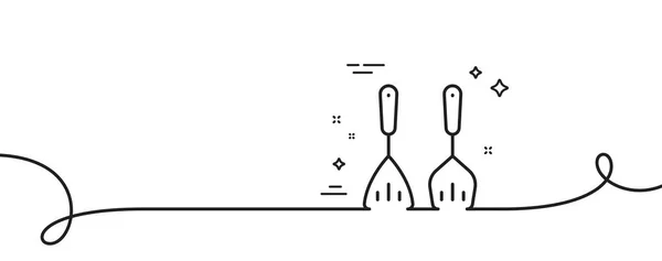 Kochbesteck Linie Symbol Kontinuierlich Eine Linie Mit Locke Zeichen Für — Stockvektor