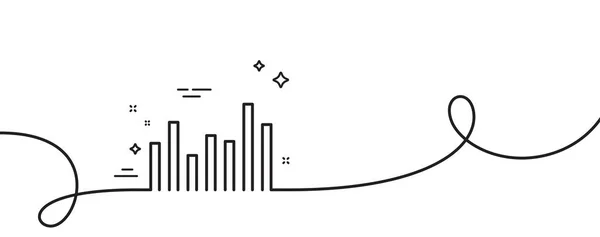 Ícone Linha Gráfico Coluna Contínua Uma Linha Com Ondulação Assinatura — Vetor de Stock