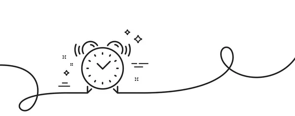 目覚まし時計のラインアイコン カール付きの連続1行 時間または腕時計記号 目覚まし時計の単概要リボン ループカーブパターン ベクトル — ストックベクタ