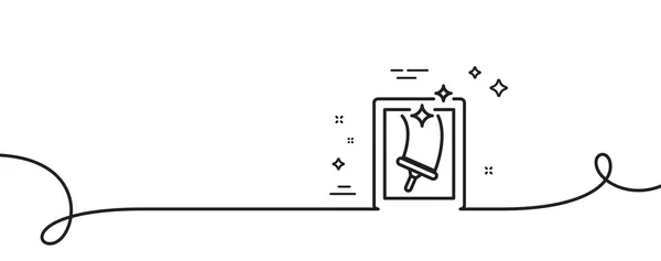 Fensterputzlinien Symbol Kontinuierlich Eine Linie Mit Locke Waschservice Symbol Hauswirtschaftsausrüstung — Stockvektor