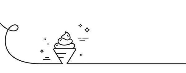 Dondurma Çizgisi Ikonu Kıvrımlı Tek Bir Çizgi Yemek Tabelası Donmuş — Stok Vektör