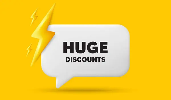 Huge Discounts Tag Speech Bubble Banner Power Energy Special Offer — Stock Vector