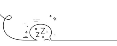 Uyku çizgisi simgesi. Kıvrımlı tek bir çizgi. Zzz konuşma balonu işareti. Sohbet mesajı sembolü. Tek sıra halinde uyuyun. Döngü eğrisi modeli. Vektör