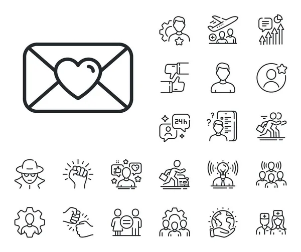 Kærlighedsbrev Symbol Specialist Læge Job Konkurrence Skitsere Ikoner Valentines Dag – Stock-vektor