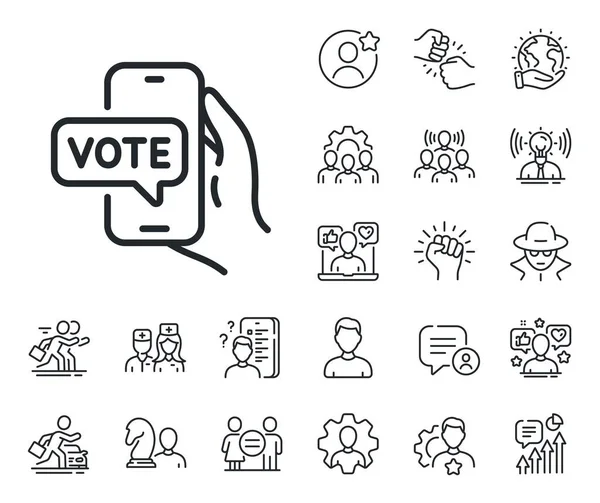 Internet Vote Sign Specialist Doctor Job Competition Outline Icons Online — Stock Vector
