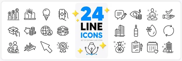 Icons Set Healthcare Calendar Inspect International Recruitment Line Icons Pack — Stock Vector