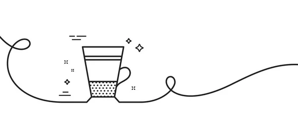 双份拿铁咖啡图标 连续一行与卷曲 热饮料标志 饮料的象征 双拿铁单面带 循环曲线模式 — 图库矢量图片