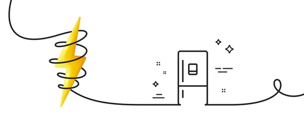 Холодильник Значком Линии Ледогенератора Непрерывная Одна Линия Кудряшками Знак Холодильника — стоковый вектор